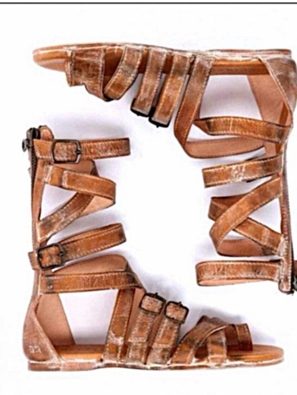 Bed Stu Seneca Distressed Tan Strappy Gladiator Sandals